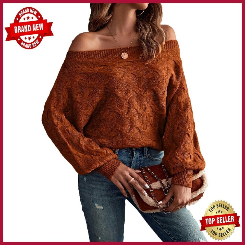 Soft Off Shoulder Knit Sweater Long Sleeve Pullover Vintage Style